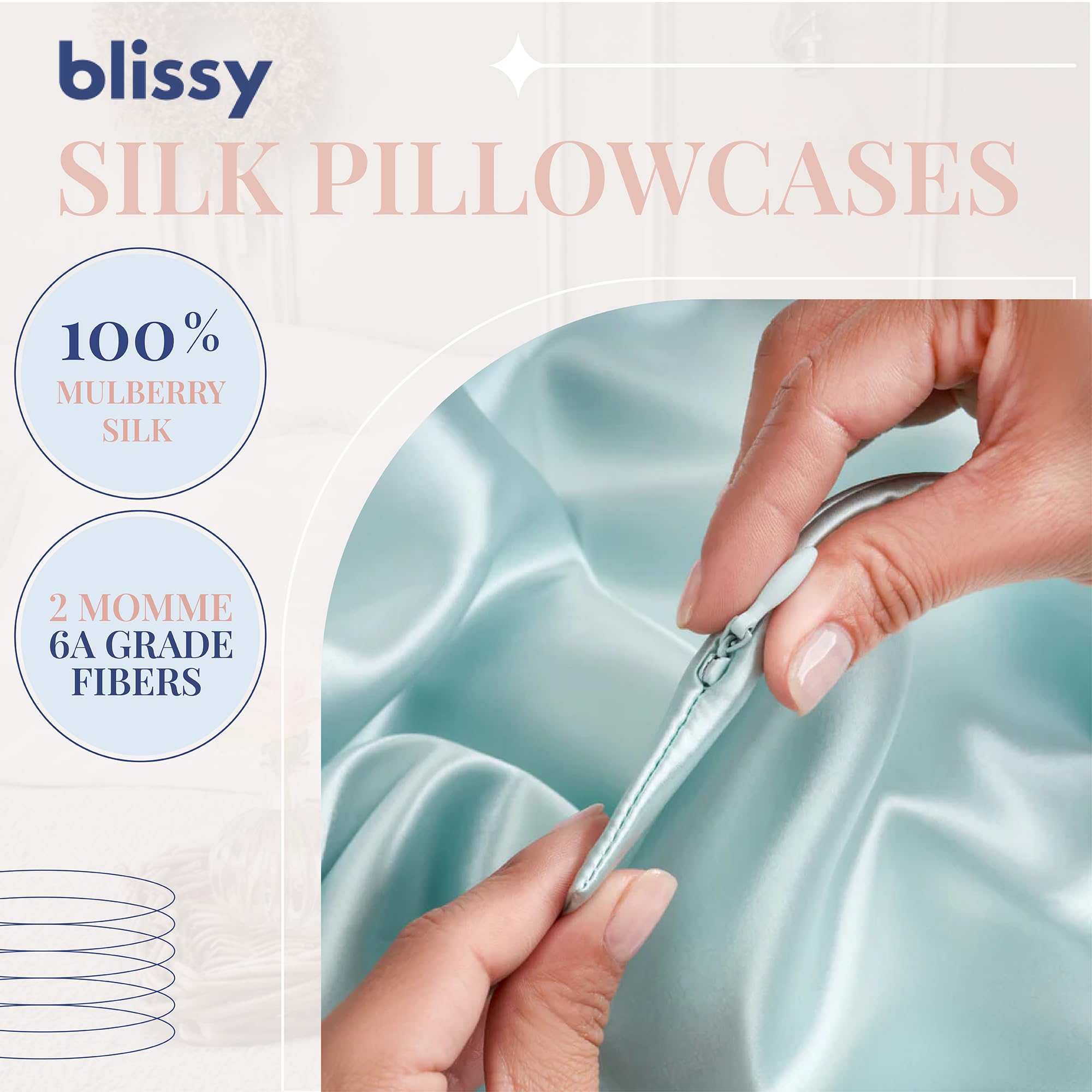 Amazon｜Blissy Silk枕カバー-100%ピュアマルベリーシルク-22匁6A高級